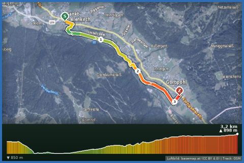 Karte: St. Gallenkirch dem Illweg entlang nach Gortipohl