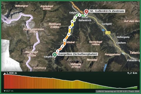 Karte: Suggadinweg: Gargellen – Galgenul – St. Gallenkirch