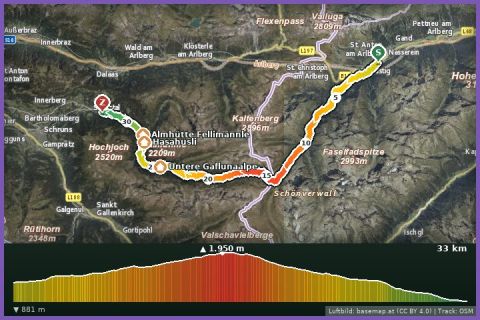 Karte: T33 Trail 33 km (Montafon Arlberg Marathon St. Anton am Arlberg)