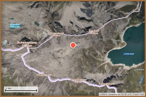 Karte: Totalphütte auf 2.385 m