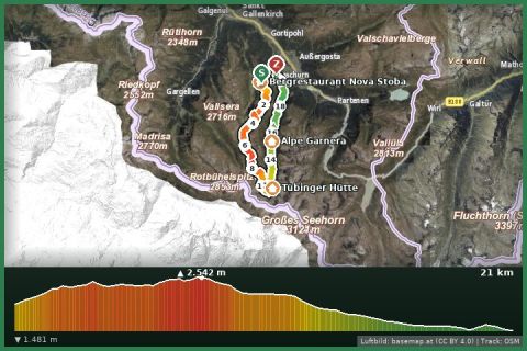 Karte: Tübinger Hütte - Silvretta