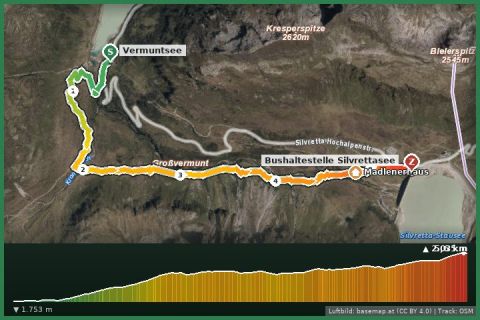 Karte: Vermuntsee - Silvretta-Bielerhöhe