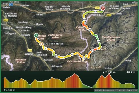 Karte: Verwalltour - vom Montafon zum Arlberg