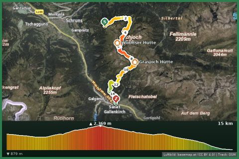 Karte: Vom Kapell übers Grasjoch nach St. Gallenkirch