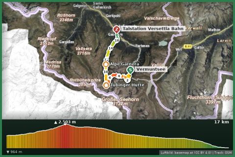 Karte: Vom Vermuntsee ins Garneratal