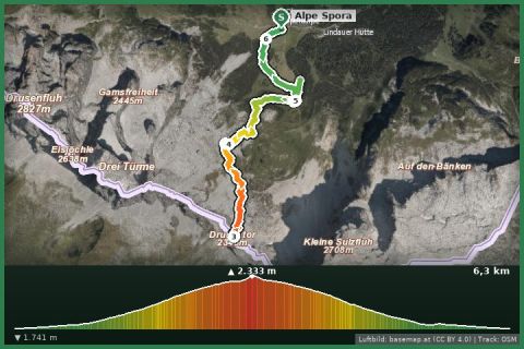 Karte: Von der Oberen Sporaalp zum Drusentor (Bike und Hike)