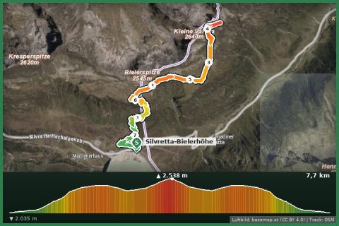 Karte: Von der Silvretta-Bielerhöhe auf die Vallüla