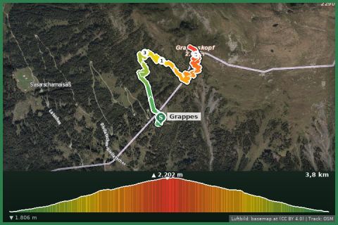 Karte: Wanderung auf den Grappeskopf (ab Bike & Hike Ständer)